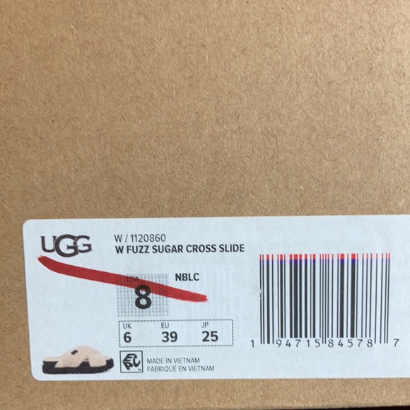 UGG Fuzz Yeah Cross Natural Black Women's Slides - Picture 7 of 7